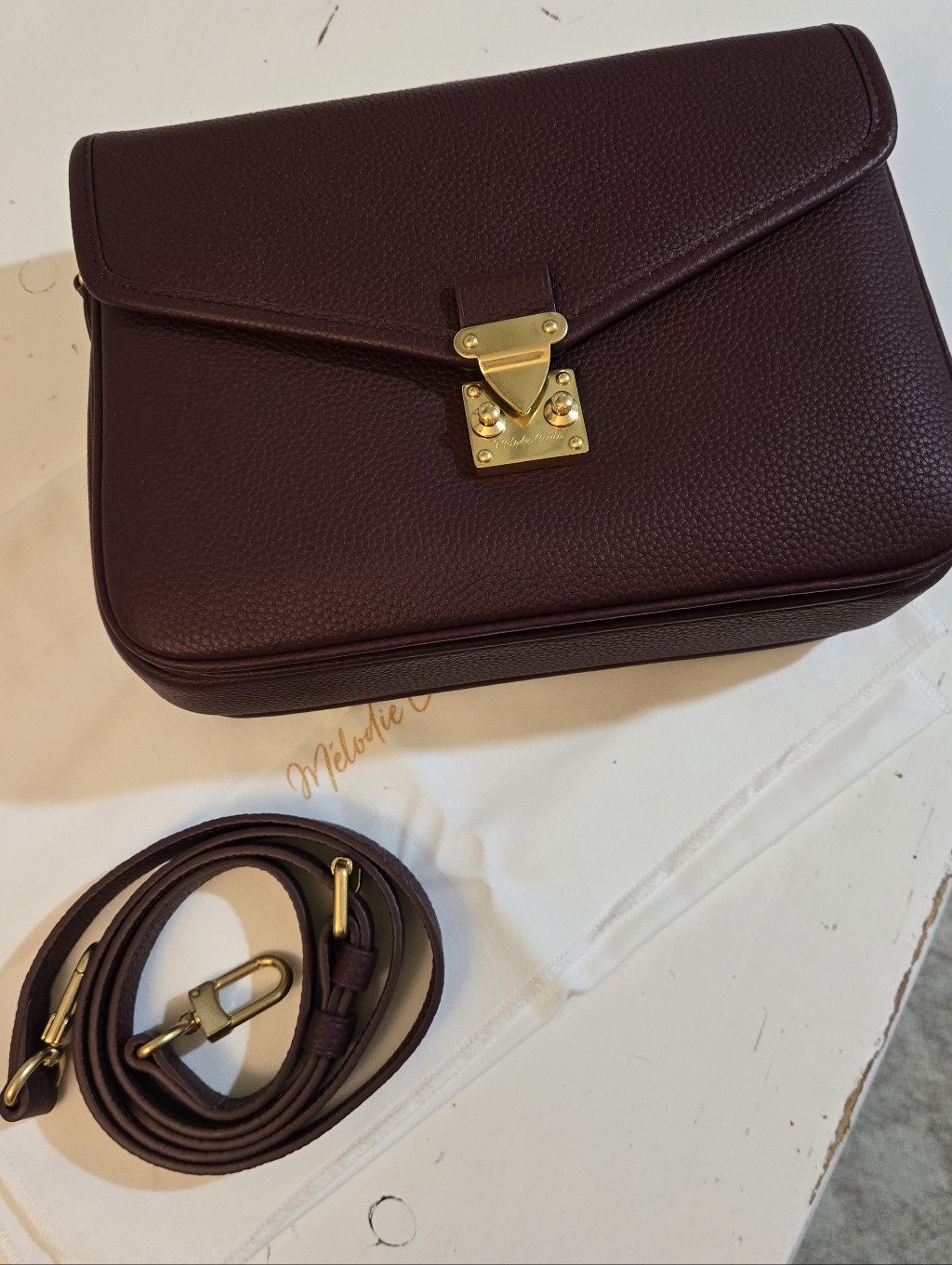 Duyp Paris 15 Burgundy Leather Satchel Bag With Top Handle